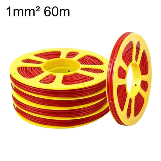 60m Car Pure Copper Core Insulated Electrical Cable, Type:1 Square(Red)