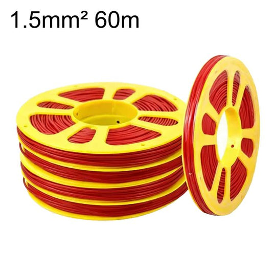 60m Car Pure Copper Core Insulated Electrical Cable, Type:1.5 Square(Red)