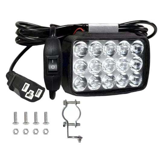 DC12-85V Motorcycle High-intensity LED Spotlight, Type:15 LEDs + Screw + Switch + Clamp + 2.5m Plug