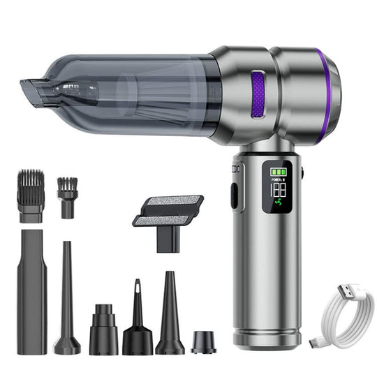 SUITU ST-6704BPlus Car Digital Display Blow Suction Combo Vacuum Cleaner, Extended Dustbin(Silver Purple)
