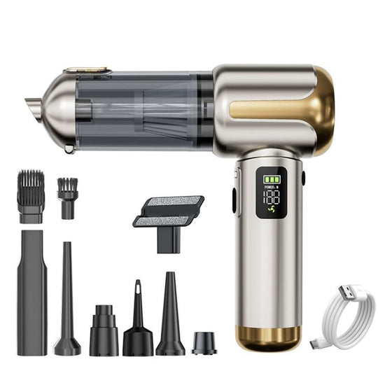 SUITU Digital Display Handheld Blow Suction Combo Car Vacuum Cleaner, One Touch Dustbin Emptying(Champagne Gold)