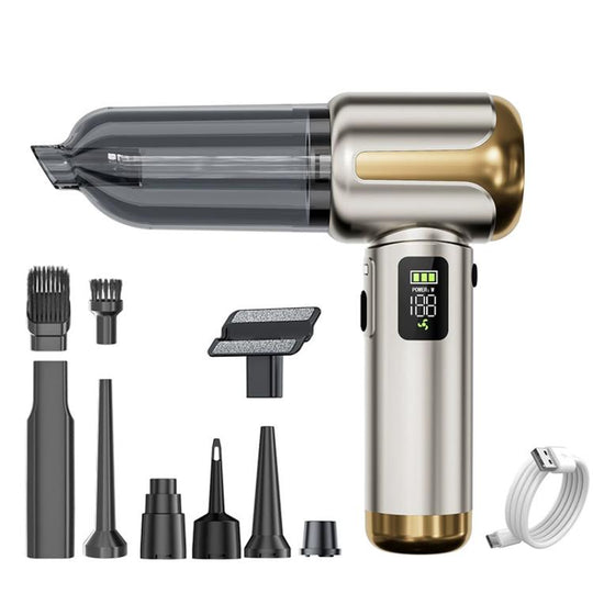 SUITU Digital Display Handheld Blow Suction Combo Car Vacuum Cleaner, Extended Dustbin(Champagne Gold)