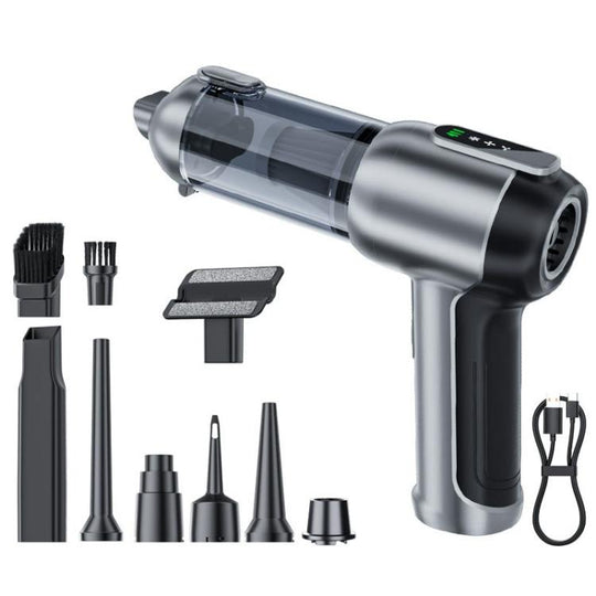 SUITU ST-6707APlus Portable Digital Display Blow Suction Combo USB Charging Car Vacuum Cleaner(Silver Black)