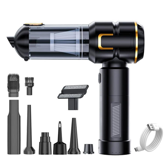 SUITU Handheld Blow Suction Combo Removable Battery Car Vacuum Cleaner, One Touch Dustbin Emptying(Black Gold)