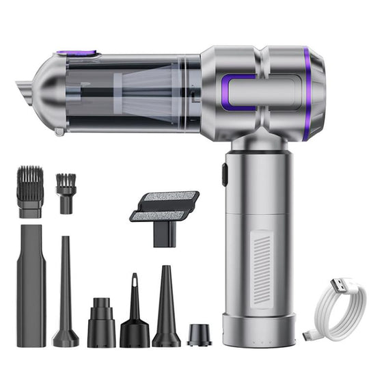 SUITU Handheld Blow Suction Combo Removable Battery Car Vacuum Cleaner, One Touch Dustbin Emptying(Silver Purple)