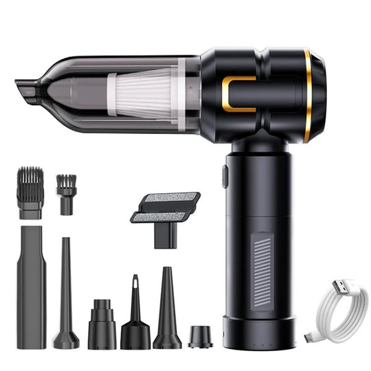 SUITU Handheld Blow Suction Combo Removable Battery Car Vacuum Cleaner, Extended Dustbin(Black Gold)