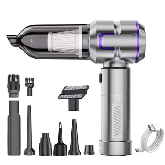 SUITU Handheld Blow Suction Combo Removable Battery Car Vacuum Cleaner, Extended Dustbin(Silver Purple)