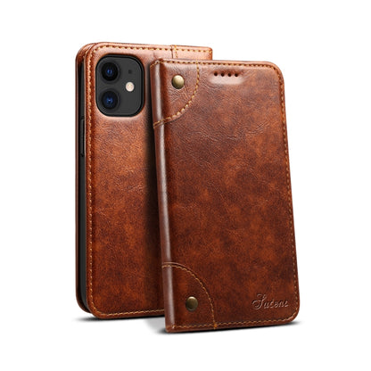 For iPhone 12 / 12 Pro Baroque Simple Horizontal Flip Leather Case with Holder & Card Slots & Wallet(Light Brown) - iPhone 12 / 12 Pro Cases by buy2fix | Online Shopping UK | buy2fix