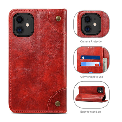 For iPhone 12 / 12 Pro Baroque Simple Horizontal Flip Leather Case with Holder & Card Slots & Wallet(Red) - iPhone 12 / 12 Pro Cases by buy2fix | Online Shopping UK | buy2fix