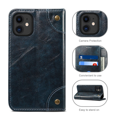 For iPhone 12 Pro Max Baroque Simple Horizontal Flip Leather Case with Holder & Card Slots & Wallet(Blue) - iPhone 12 Pro Max Cases by buy2fix | Online Shopping UK | buy2fix
