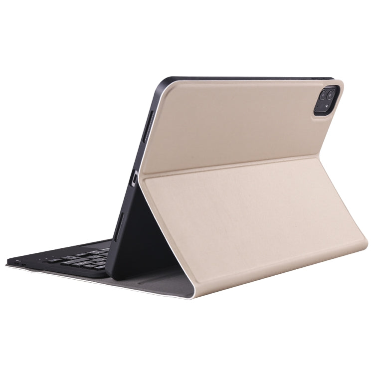 A098B-A Detachable ABS Ultra-thin Bluetooth Keyboard + TPU Tablet Case for iPad Air 11 2024 / 2025 / Air 4 10.9 inch 2020, with Stand & Pen Slot & Touch(Gold) - For iPad Air by buy2fix | Online Shopping UK | buy2fix