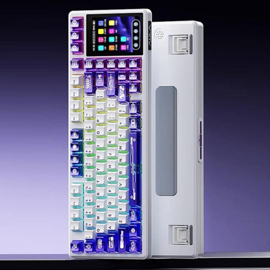 AULA L99 Smart Touch Screen Tri-Mode RGB Customizable Mechanical Keyboard(White Caramel Latte Switch)