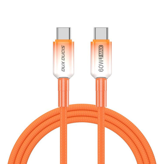 DUX DUCIS WLCM Series 60W Type-C to Type-C Transparent Gradient Braided Data Cable, Length: 1m(Orange)