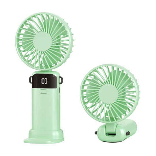 S1 Ice Feel Foldable Handheld Fan with LED Display(Green)