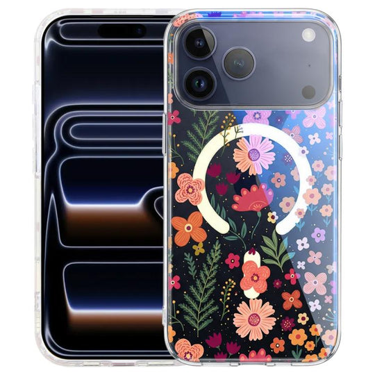 For iPhone 18 Pro Max / 17 Pro Max IMD Blue Light Jungle Series Magnetic Phone Case(Flower)