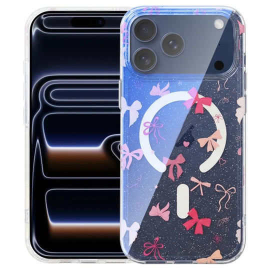 For iPhone 18 Pro Max / 17 Pro Max IMD Blue Light Jungle Series Magnetic Phone Case(Pink Knot)