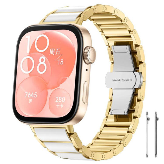 For Huawei Watch Fit4 / Fit4 Pro xDfind Ceramic Stainless Steel Watch Band(Gold)