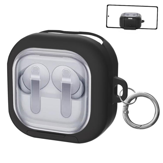 For Samsung Galaxy Buds4 / 4 Pro XDcase Clear Window PC Earphone Case with Holder & Keyring(Black)