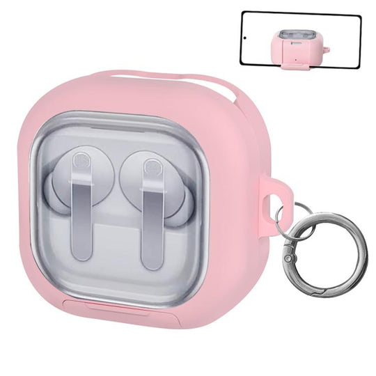 For Samsung Galaxy Buds4 / 4 Pro XDcase Clear Window PC Earphone Case with Holder & Keyring(Pink)