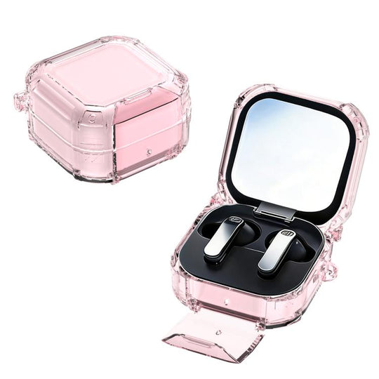 For Samsung Galaxy Buds4 / 4 Pro XDcase Crystal Switch Series Earphone Case with Carabiner & Holder(Transparent Pink)