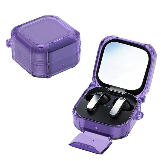 For Samsung Galaxy Buds4 / 4 Pro XDcase Crystal Switch Series Earphone Case with Carabiner & Holder(Transparent Purple)