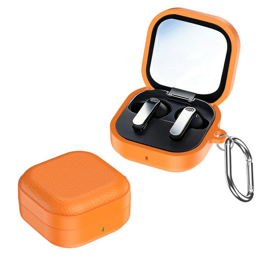 For Samsung Galaxy Buds4 / 4 Pro XDcase Lychee Texture TPU Hybrid PC Earphone Case with Hook(Orange)