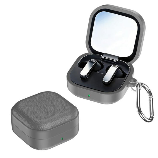 For Samsung Galaxy Buds4 / 4 Pro XDcase Lychee Texture TPU Hybrid PC Earphone Case with Hook(Grey)