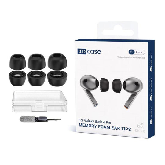 For Samsung Galaxy Buds4 Pro XDcase 3 Pairs Replacement Memory Foam Ear Tips Kit, S/M/L Size, Cleaning Brush Color Random(Black)