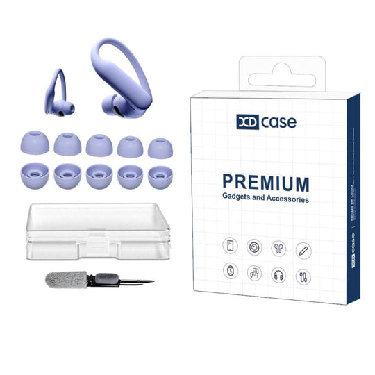 For Beats Powerbeats Pro 2 / Fit / Studio Buds XDcase 5 Pairs Silicone Ear Tips Kit, XS/S/M/L/XL Size, Cleaning Brush Color Random(Purple)