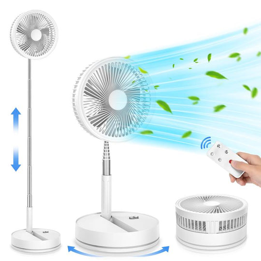 F9 Upgrade Folding Adjustable Height Desktop Electric Fan 8000mAh Battery(White)