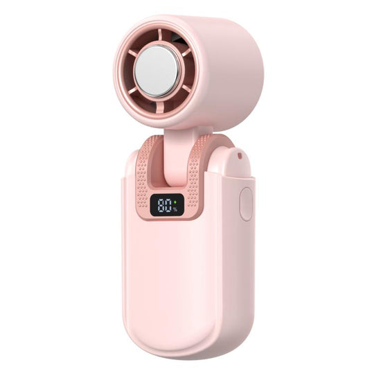 HX-F386 Mini Folding High Speed Cooling Fan with Digital Display(Pink)