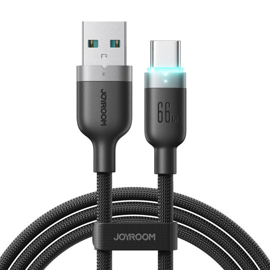 JOYROOM S-A63 StarWay Series 1.2m 66W USB-A to Type-C Auto Power-Off Fast Charging Data Cable(Black)