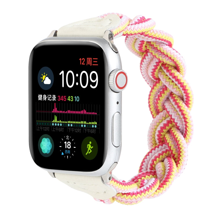 Elastic Woven Watch Band For Apple Watch Ultra 49mm&Watch Ultra 2 49mm / Series 9&8&7 45mm / SE 3&SE 2&6&SE&5&4 44mm / 3&2&1 42mm, Length:120mm(Rose Red Pink) by buy2fix