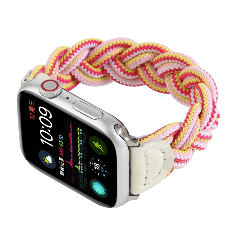 Elastic Woven Watch Band For Apple Watch Ultra 49mm&Watch Ultra 2 49mm / Series 9&8&7 45mm / SE 3&SE 2&6&SE&5&4 44mm / 3&2&1 42mm, Length:120mm(Rose Red Pink) by buy2fix