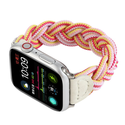 Elastic Woven Watch Band For Apple Watch Ultra 49mm&Watch Ultra 2 49mm / Series 9&8&7 45mm / SE 3&SE 2&6&SE&5&4 44mm / 3&2&1 42mm, Length:120mm(Rose Red Pink) by buy2fix