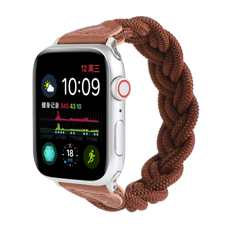 Elastic Woven Watch Band For Apple Watch Ultra 49mm&Watch Ultra 2 49mm / Series 9&8&7 45mm / SE 3&SE 2&6&SE&5&4 44mm / 3&2&1 42mm, Length:120mm(Coffee) by buy2fix