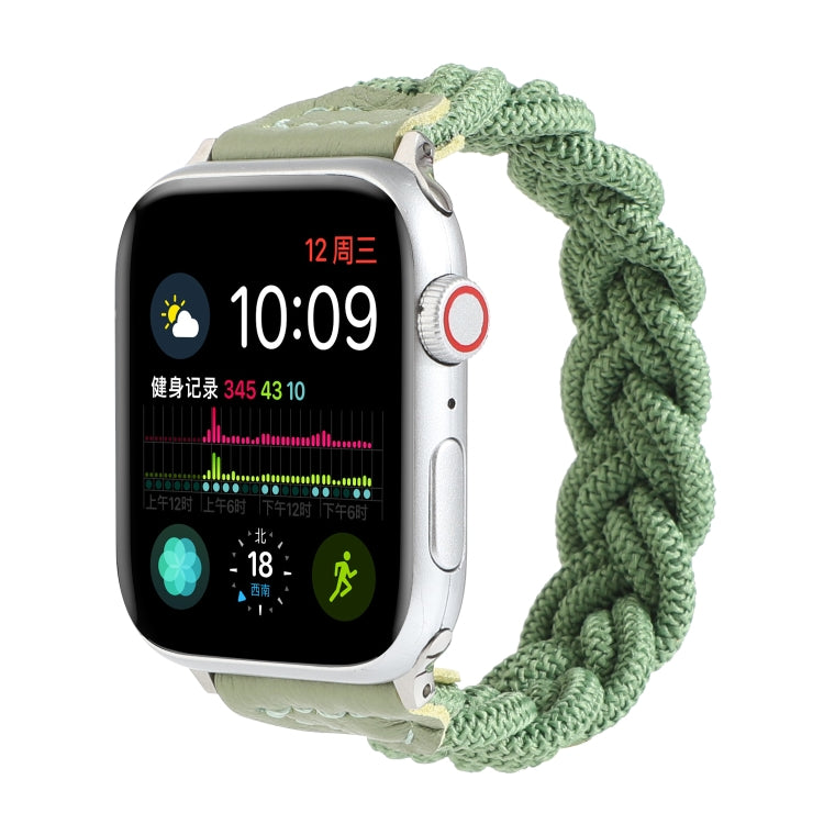 Elastic Woven Watch Band For Apple Watch Ultra 49mm&Watch Ultra 2 49mm / Series 9&8&7 45mm / SE 3&SE 2&6&SE&5&4 44mm / 3&2&1 42mm, Length:120mm(Green) by buy2fix