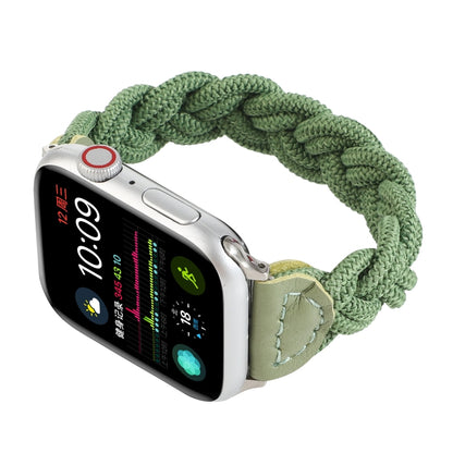 Elastic Woven Watch Band For Apple Watch Ultra 49mm&Watch Ultra 2 49mm / Series 9&8&7 45mm / SE 3&SE 2&6&SE&5&4 44mm / 3&2&1 42mm, Length:120mm(Green) by buy2fix