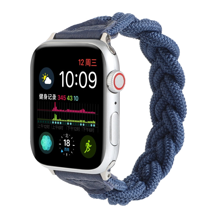 Elastic Woven Watch Band For Apple Watch Ultra 49mm&Watch Ultra 2 49mm / Series 9&8&7 45mm / SE 3&SE 2&6&SE&5&4 44mm / 3&2&1 42mm, Length:120mm(Blue) by buy2fix