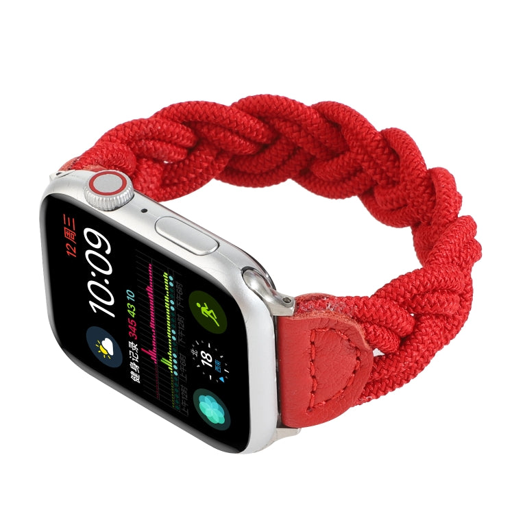 Elastic Woven Watch Band For Apple Watch Ultra 49mm&Watch Ultra 2 49mm / Series 9&8&7 45mm / SE 3&SE 2&6&SE&5&4 44mm / 3&2&1 42mm, Length:120mm(Red) by buy2fix
