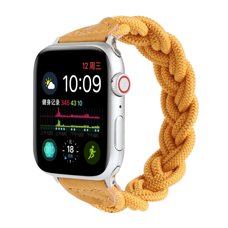 Elastic Woven Watch Band For Apple Watch Ultra 49mm&Watch Ultra 2 49mm / Series 9&8&7 45mm / SE 3&SE 2&6&SE&5&4 44mm / 3&2&1 42mm, Length:120mm(Yellow) by buy2fix