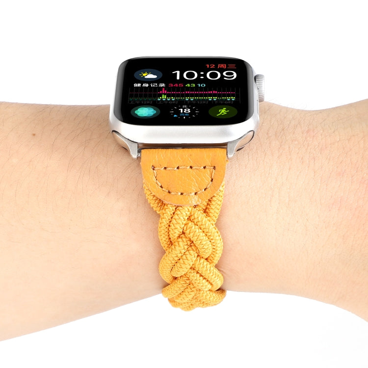 Elastic Woven Watch Band For Apple Watch Ultra 49mm&Watch Ultra 2 49mm / Series 9&8&7 45mm / SE 3&SE 2&6&SE&5&4 44mm / 3&2&1 42mm, Length:120mm(Yellow) by buy2fix