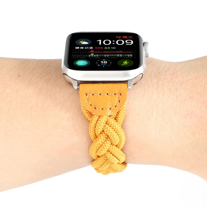 Elastic Woven Watch Band For Apple Watch Ultra 49mm&Watch Ultra 2 49mm / Series 9&8&7 45mm / SE 3&SE 2&6&SE&5&4 44mm / 3&2&1 42mm, Length:120mm(Yellow) by buy2fix