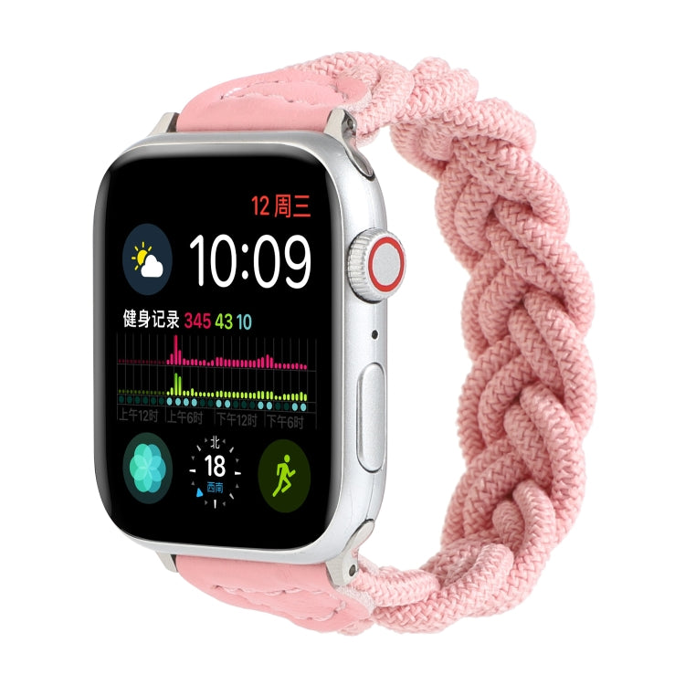 Elastic Woven Watch Band For Apple Watch Ultra 49mm&Watch Ultra 2 49mm / Series 9&8&7 45mm / SE 3&SE 2&6&SE&5&4 44mm / 3&2&1 42mm, Length:130mm(Pink) by buy2fix