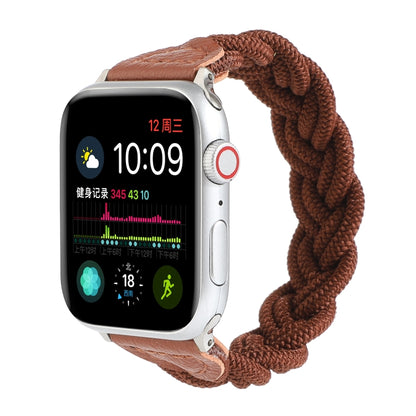 Elastic Woven Watch Band For Apple Watch Ultra 49mm&Watch Ultra 2 49mm / Series 9&8&7 45mm / SE 3&SE 2&6&SE&5&4 44mm / 3&2&1 42mm, Length:130mm(Coffee) by buy2fix