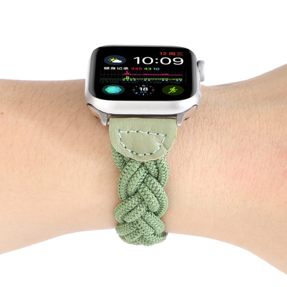 Elastic Woven Watch Band For Apple Watch Ultra 49mm&Watch Ultra 2 49mm / Series 9&8&7 45mm / SE 3&SE 2&6&SE&5&4 44mm / 3&2&1 42mm, Length:130mm(Green) by buy2fix