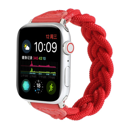 Elastic Woven Watch Band For Apple Watch Ultra 49mm&Watch Ultra 2 49mm / Series 9&8&7 45mm / SE 3&SE 2&6&SE&5&4 44mm / 3&2&1 42mm, Length:130mm(Red) by buy2fix