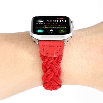 Elastic Woven Watch Band For Apple Watch Ultra 49mm&Watch Ultra 2 49mm / Series 9&8&7 45mm / SE 3&SE 2&6&SE&5&4 44mm / 3&2&1 42mm, Length:130mm(Red) by buy2fix