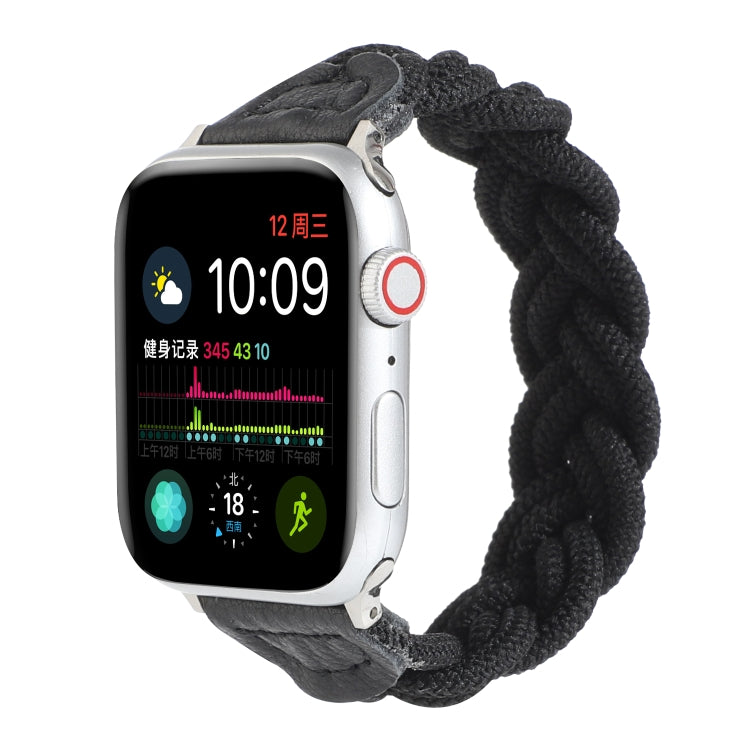 Elastic Woven Watch Band For Apple Watch Ultra 49mm&Watch Ultra 2 49mm / Series 9&8&7 45mm / SE 3&SE 2&6&SE&5&4 44mm / 3&2&1 42mm, Length:160mm(Black) by buy2fix