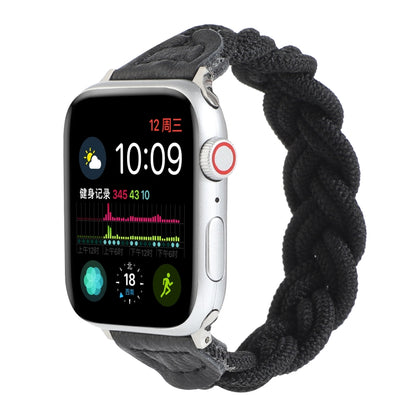 Elastic Woven Watch Band For Apple Watch Ultra 49mm&Watch Ultra 2 49mm / Series 9&8&7 45mm / SE 3&SE 2&6&SE&5&4 44mm / 3&2&1 42mm, Length:160mm(Black) by buy2fix